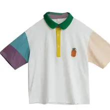 Футболка с короткими рукавами и вышивкой в виде ананаса