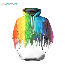 ONEDOYEE Men’s Sportswear Pullover Tops Splash Paint Men Hoodies with Cap 3d Print Sweatshirt Paint Tracksuits Exercise Sweaters