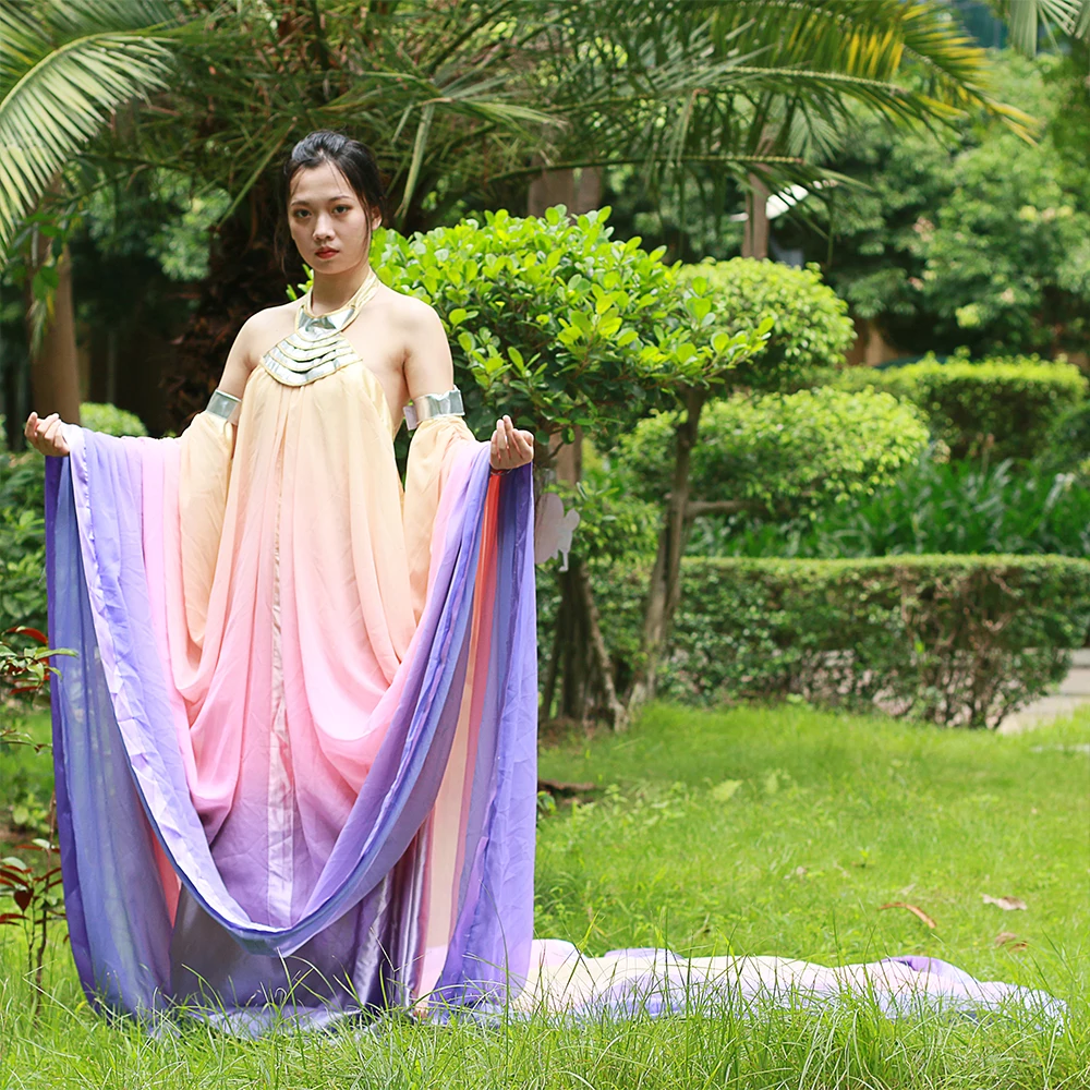 Cos Star Wars Dress Cosplay Queen Padme Naberrie Amidala Dresses Chiffon Women Adult Halloween Party Prop1 (6)