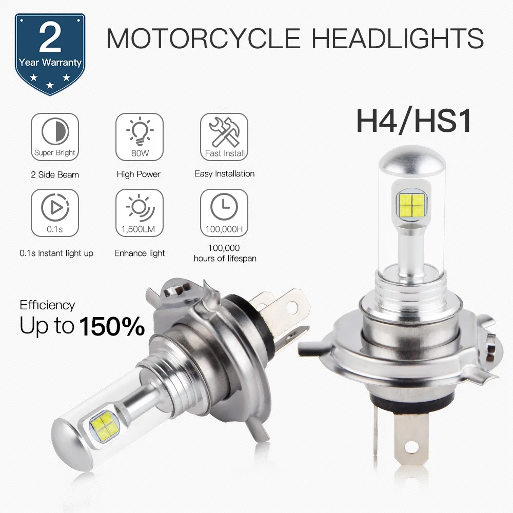 

NICECNC 80W/Pair 12V Headlight Lamp H4 LED Bulb For Harley Davidson Cross Bones Dyna Low Rider Street Bob Super Glide Wide Glide