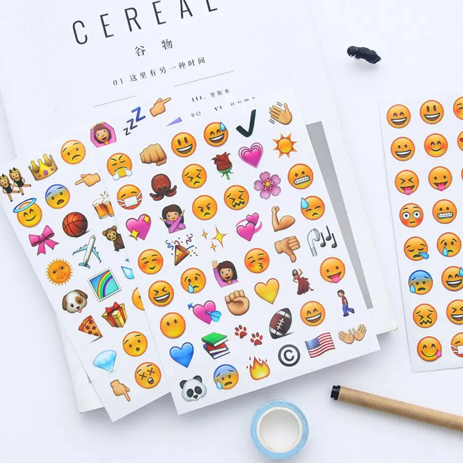 Новые смешанные 4 листов emoji наклейки 192 iphone 48 die Симпатичные для ноутбук весело