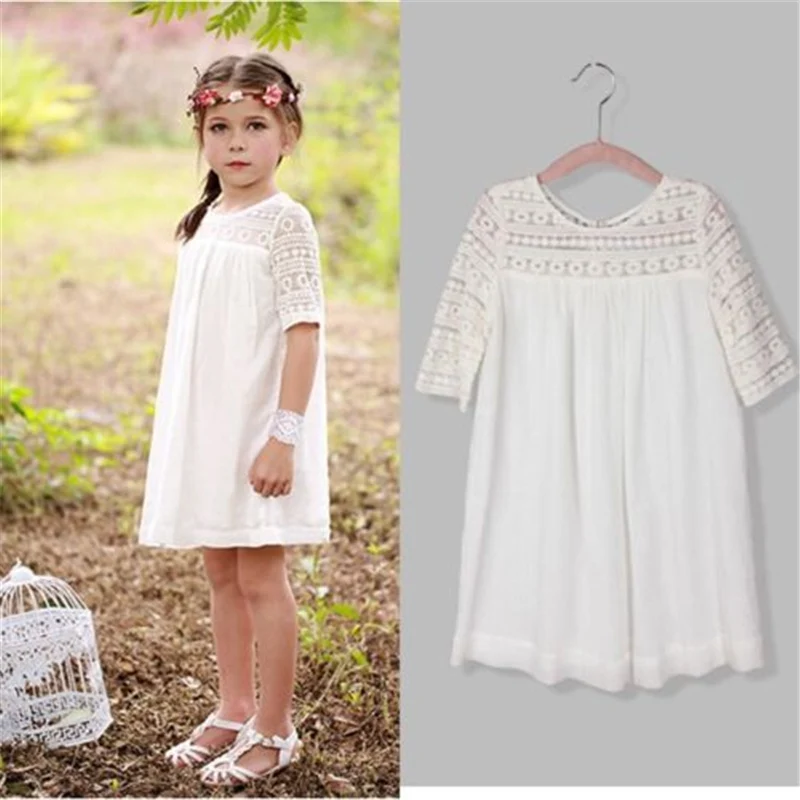 

Hot Autumn Kid Dress Baby Girls vestidos Lace Crochet Floral Party Dresses Gown Formal Girl Costume Spring 2-9T Children Clothes