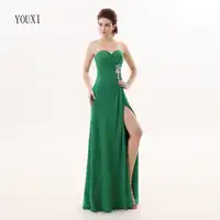 Bridesmaid Dresses 2017 YOUXI BD011 Women's Off Shoulder Sweetheart Green Padded vestidos Chiffon Dresses