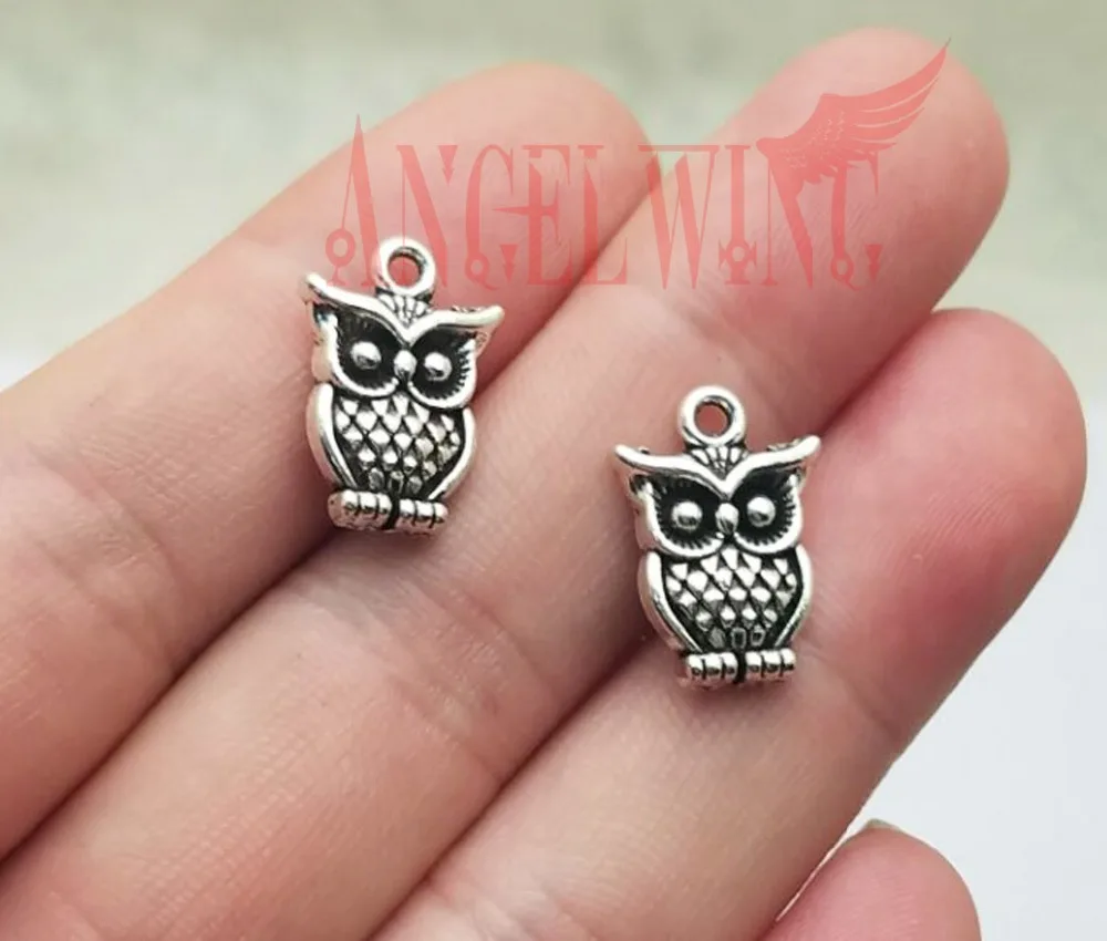 

20pcs/lot--16x12mm Antique Silver Plated Owl Charms Halloween Pendants For DIY Supplies Jewelry Making Finding Accessories