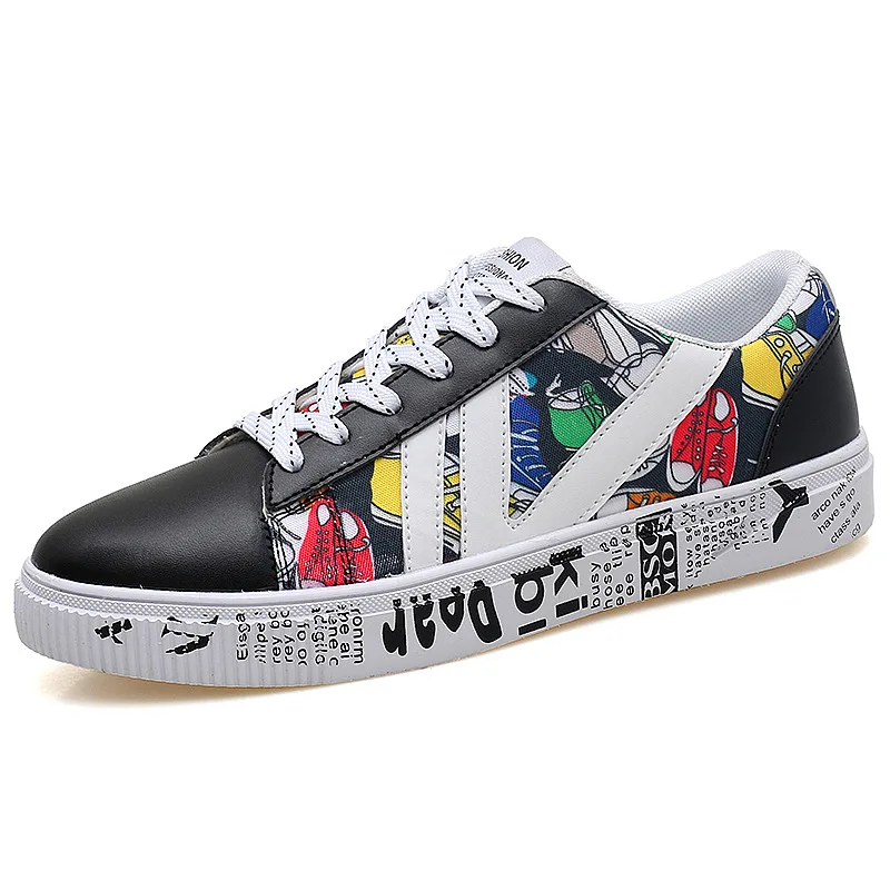 

men's Skateboardi shoes Korean fashion students graffiti flower wear-resistant canvas comfortable casual cheap shoes Yasilaiya