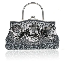 Fashion Grau Chinesischen frauen Perlen Pailletten Bankett Handtasche Partei Braut Abendtasche Geldbeutel-verfassungs-beutel Freie Verschiffen 1323-C