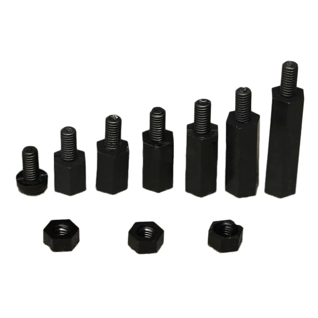 WSFS Hot 180Pcs Black Nylon M3 Hex Column Male Female Standoff Spacers