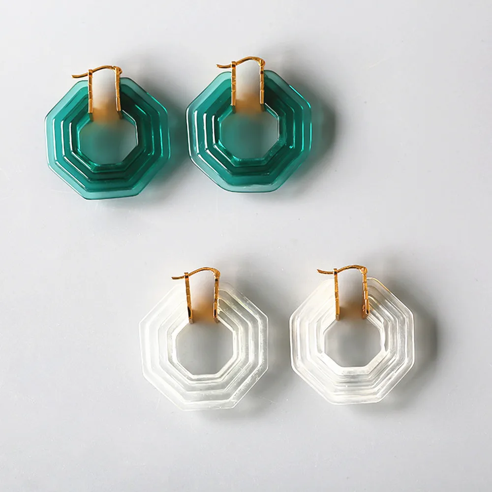 Шестиугольные полимерные Серьги Модные Винтажные акриловые серьги неправильной