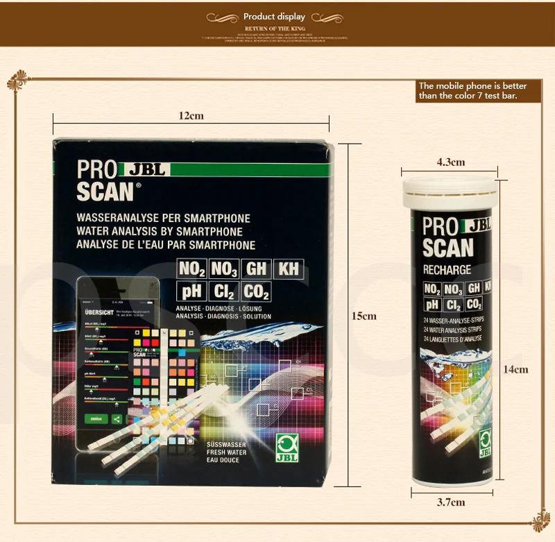 Тест-Комплект JBL Proscan тест-анализ воды с оценкой через приложение тест-набор воды водяное растение для аквариума аквариум