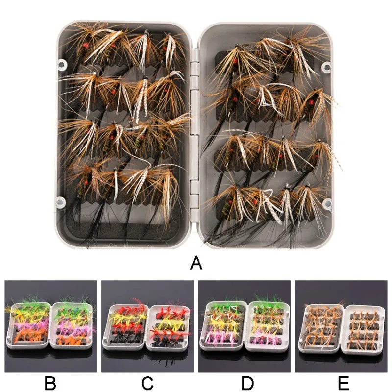 

32pcs Fly Fishing Lure Flies Trout Lures Dry/Wet Flies Nymphs 10# hook Ice Fishing Lures 1 BOX Artificial Bait