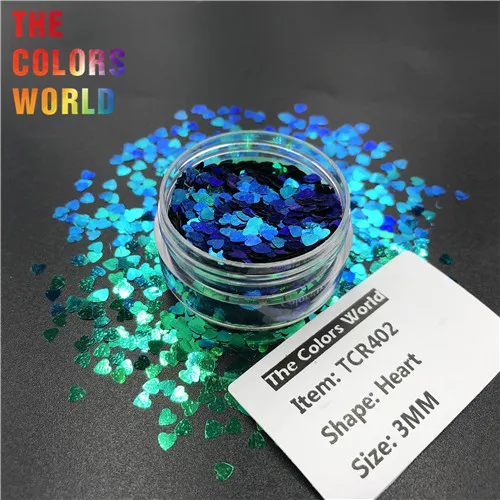 TCT-352 Chameleon Color Heart 3MM Nail Glitter Nail Art Decoration Makeup Tattoo Tumblers Crafts Festival Accessories Supplier - Цвет: TCR402  200g