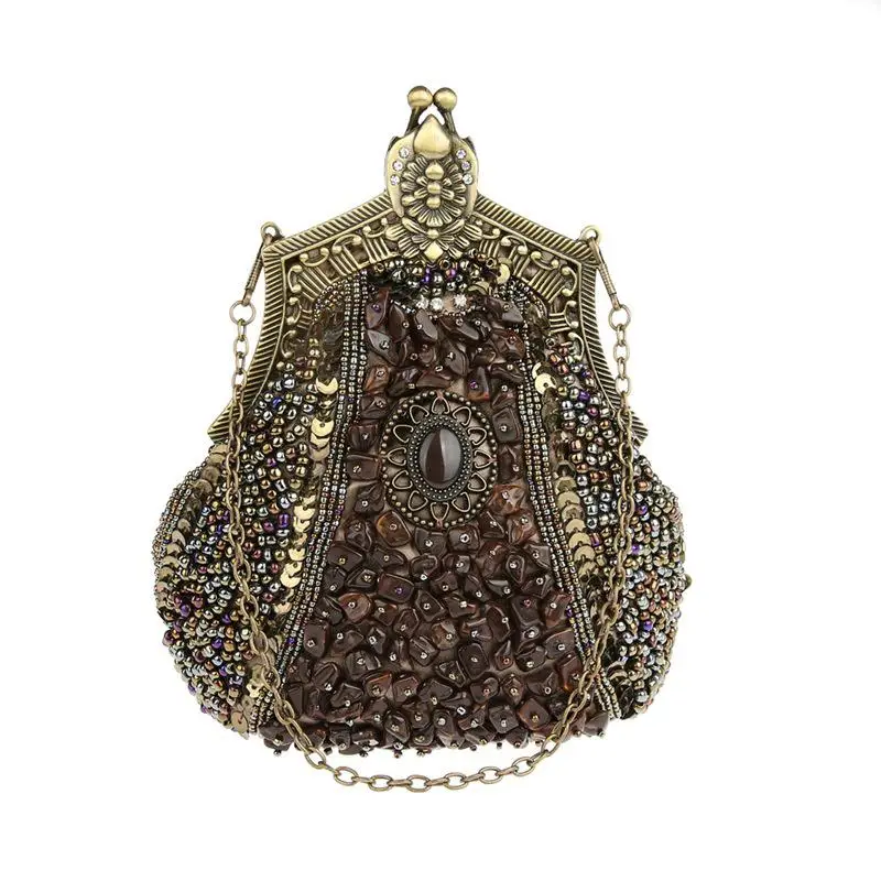 Exquisite Evening Bag Bling Rhinestone Crystal Bags Vintage Beads