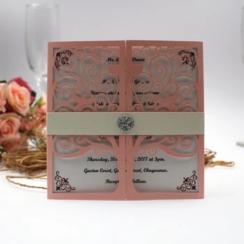 

Sweet Love Tree Dedicated Personalized Printable Wedding Invitations Cards with Diamond Belt+Envelope