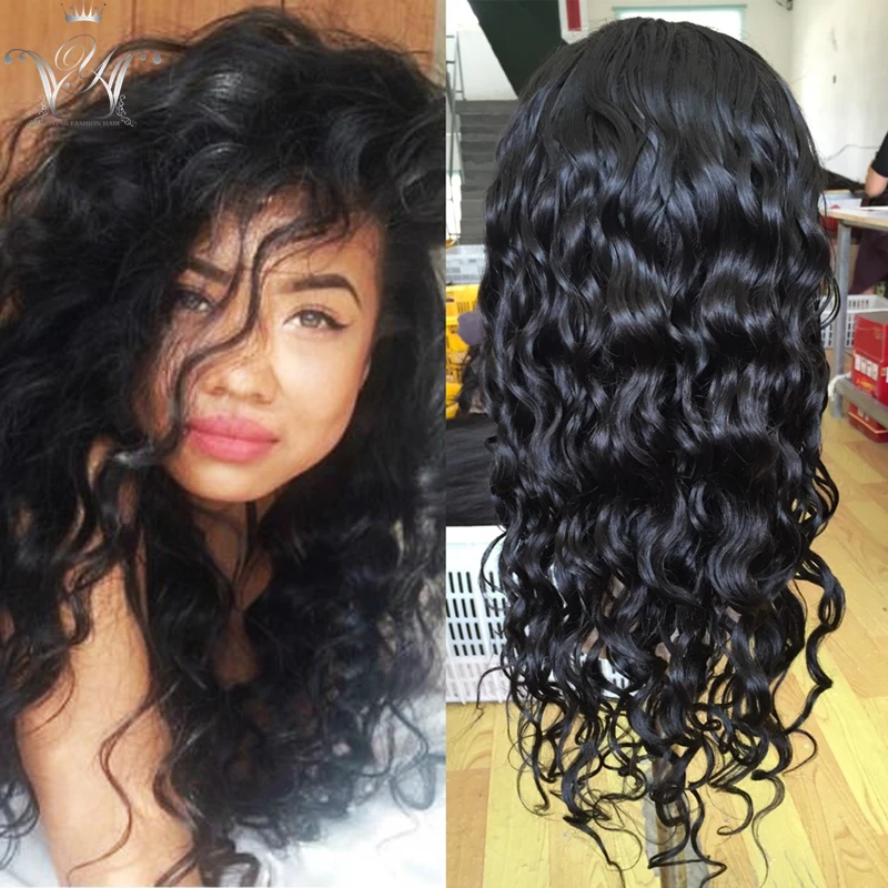 10A Deep Wave Full Lace Human Hair Wigs Side Bangs Lace Front Wet And