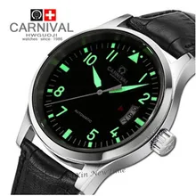 Business top brand luxury men watch luminous automatic mechanical watches men leather waterproof uhr montre relogio homens saati