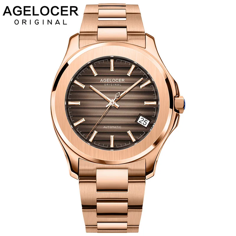 

AGELOCER 2019 New Collection Self-wind Mechanical Men Watches Power Reserve 80 Hours Luxury Automatic Watch Gold 316L Steel