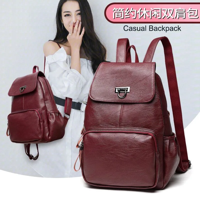 

2018 new shoulder bag,women's casual leather bag,fashion handbag lady travel Studet Backpack