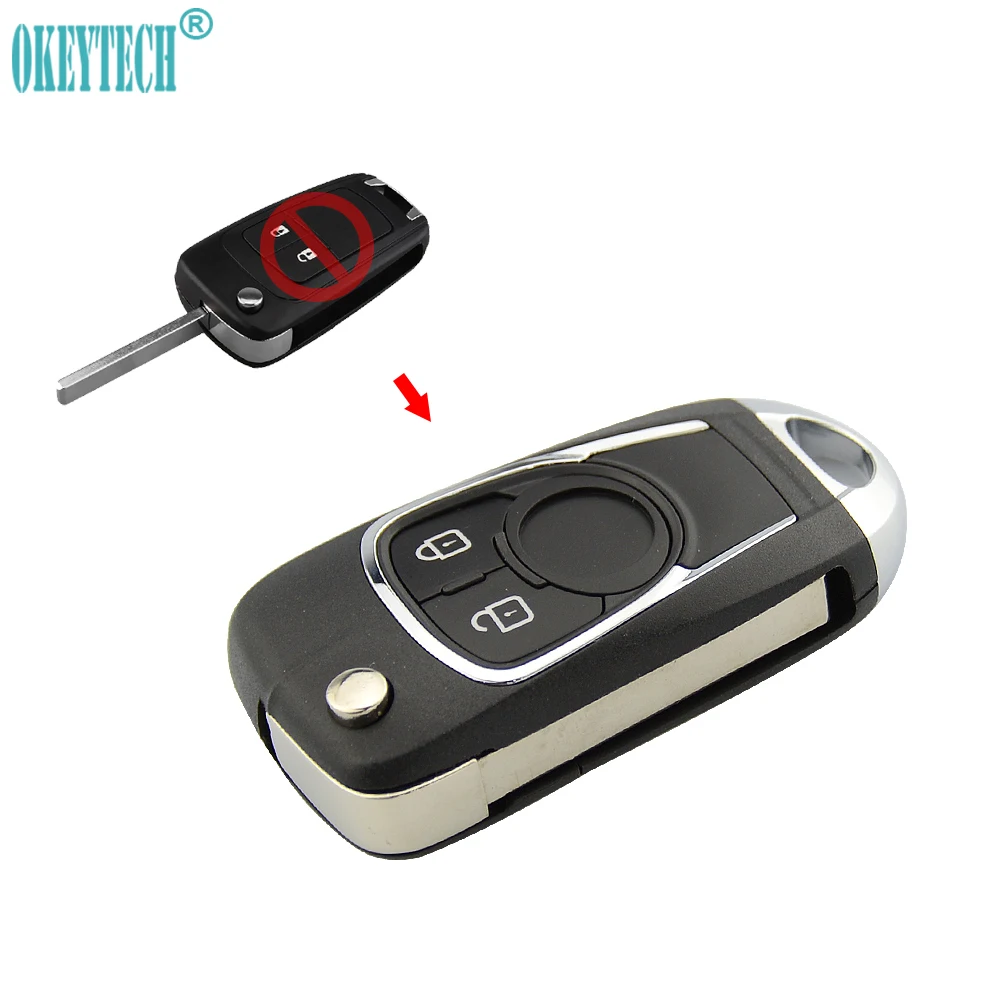 OkeyTech 2/3 Buttons Modified Flip Folding Car Key Shell Replacement Cover Case Fob for Opel Insignia Astra For Chevrolet Cruze