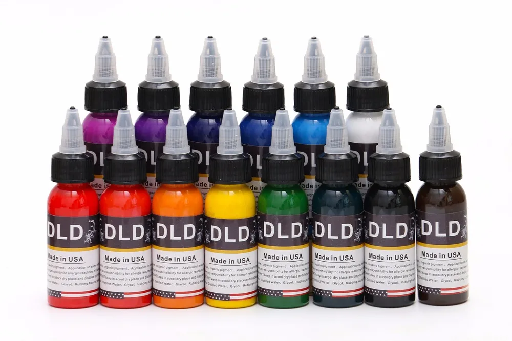 

14 Bottles 1oz Tattoo Paint Set Body Paint 30ml 14 Colors Professional Tattoo Permanent Colorant Color Ink