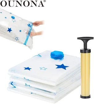 

OUNONA 4pcs Vacuum Compression Bag Set Seal Bags for Clothes Vacuum Storage Bags Suction Bags for Travel Five-Star PA & PE
