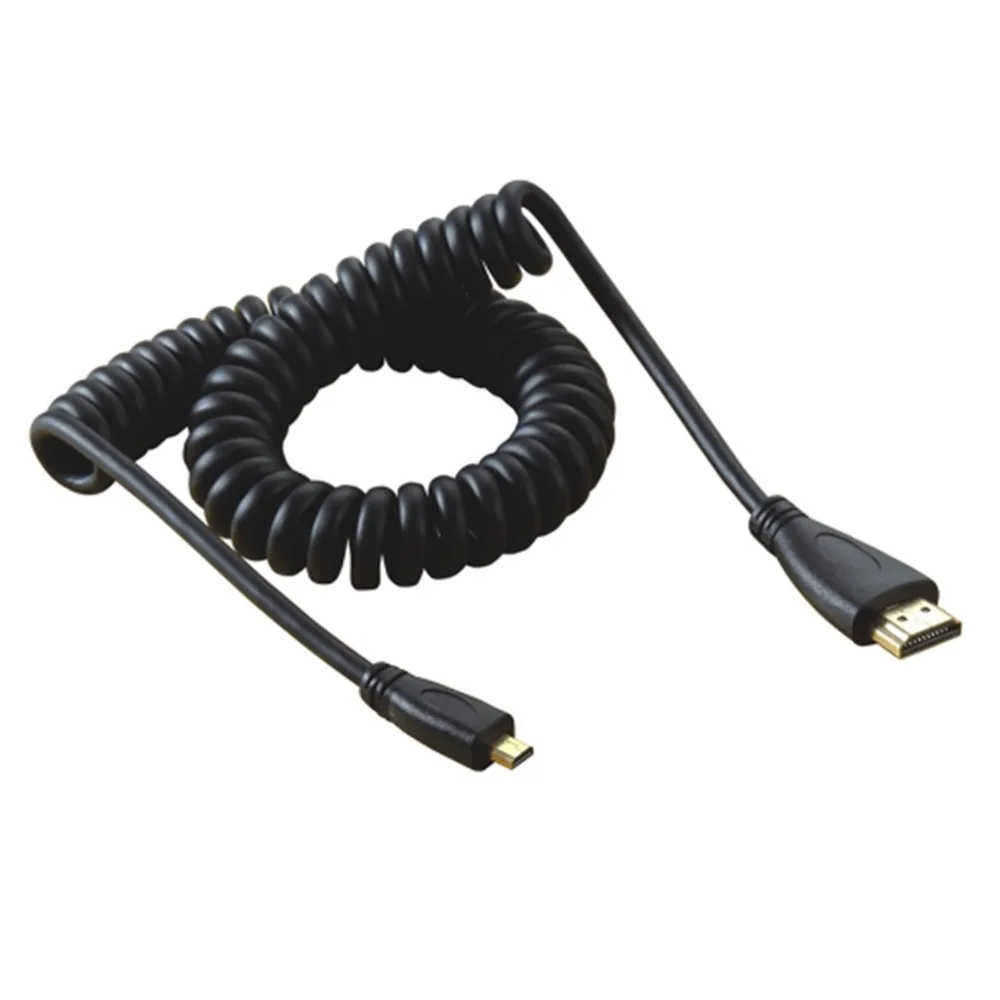 Гибкий кабель Micro Mini HDMI 90 пружин Поддержка Ethernet 3D 4K Аудио возврат для DSLR HDTV XBox