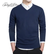DAVYDAISY Новинка осень хлопок Повседневный пуловер с вырезом в виде буквы V Slim Fit длинный рукав трикотажная одежда мужские свитера брендовая одежда SW-001