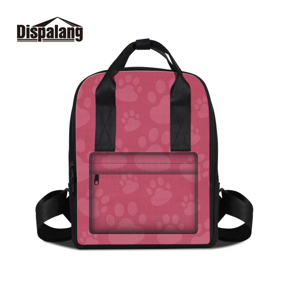 Dispalang 3D Print Footprint Patterns On Double Shoulder Bag For Girl Design Your Own Backpacks For