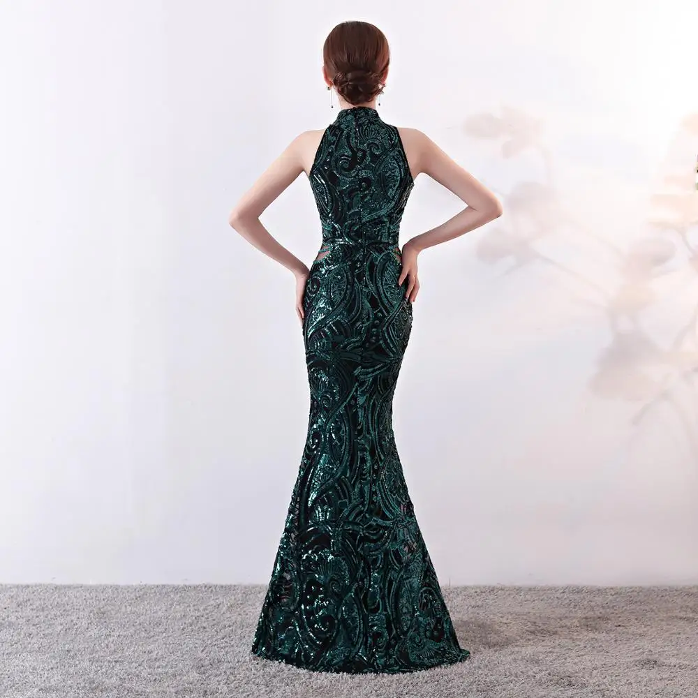 Robe De Soiree блестящее длинное вечернее платье русалки с бусинами