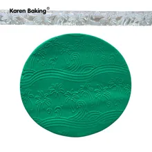 Кокосовое дерево и Волна шаблон отпечаток тиснение пластиковая скалка для помадки инструменты для украшения торта A356