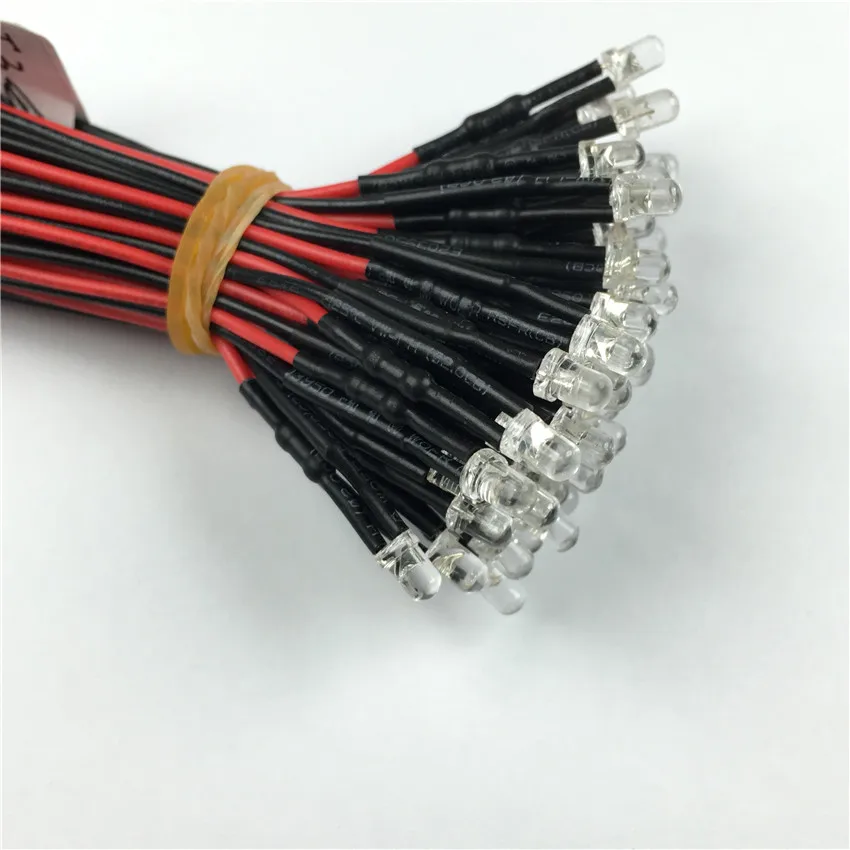 20pcs Pre wired 3mm LED Light Lamp Bulb 18cm Prewired DC 24V White Warm Orange Red Blue Green Yellow RGB Flash | Лампы и освещение