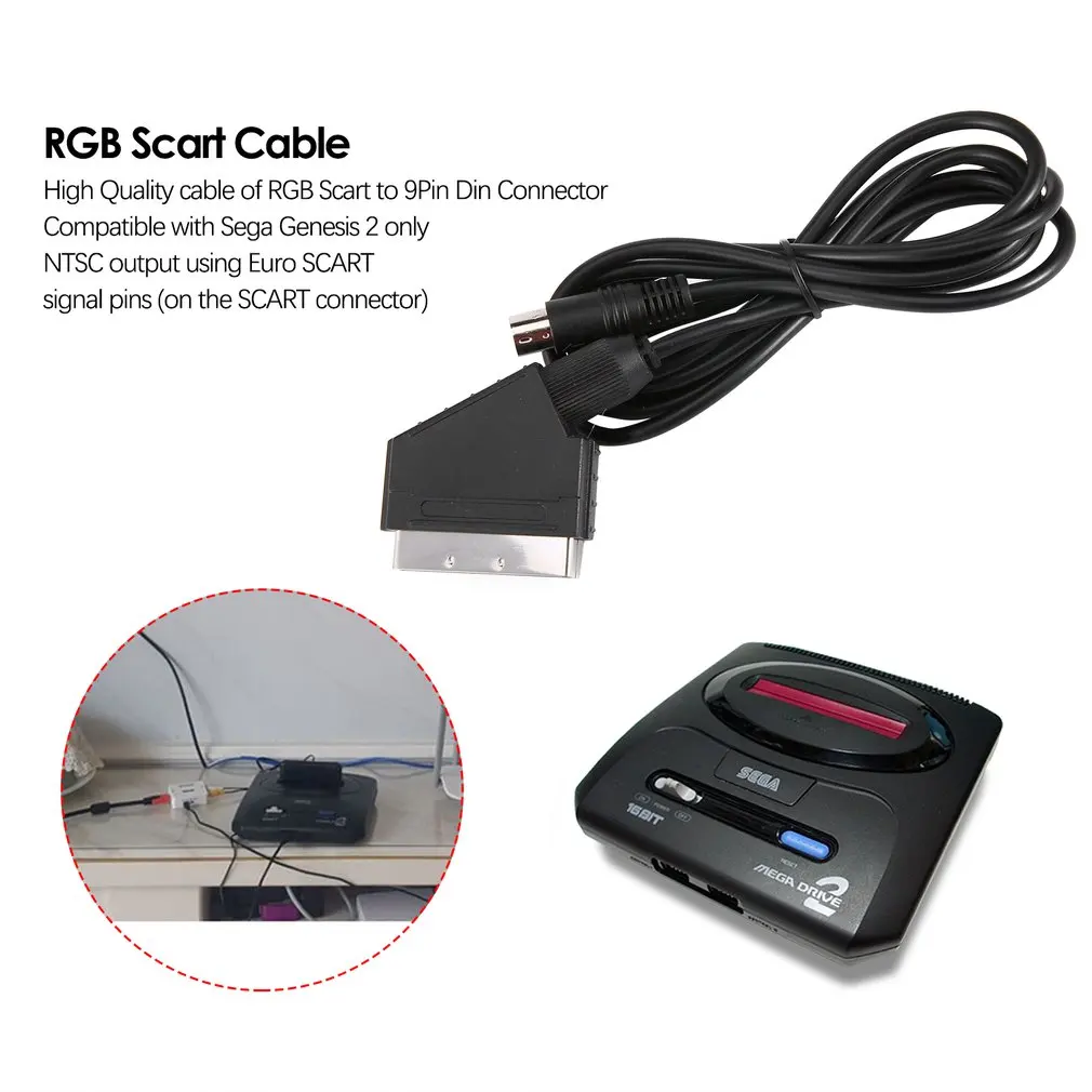 1,8 м/6 футов Европейская версия V-pin Scart кабель RGB AV кабели PAL для sega Genesis 2 Mega Drive MD 2 высокое качество