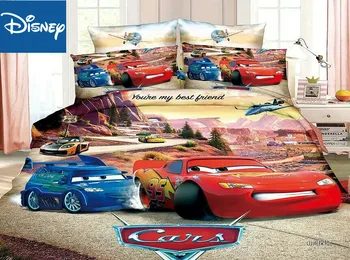

Disney Lightning McQueen Cars Bedding Set Single Size Children's Bedroom Decoration Twin Flat Sheets Comforter Covers 3/4pcs New