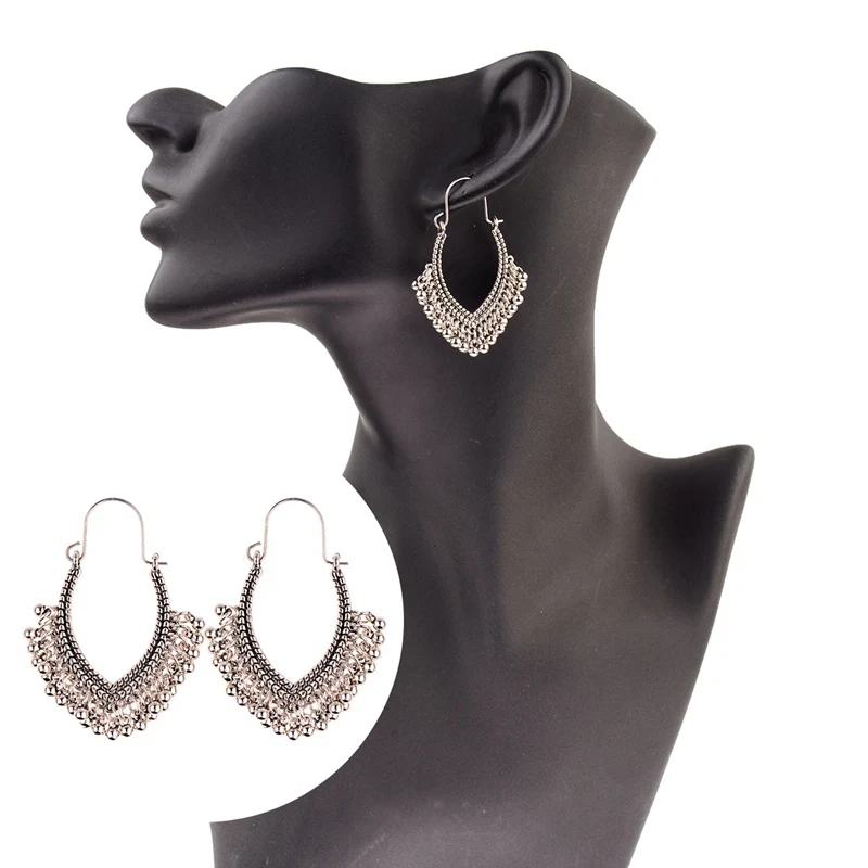 TopHanqi Indian Jewelry Metal Vintage Tassel Earrings 2018 Fashion Boho Antique Ethnic Silver Drop Earrings For Women Pendientes - Image 5