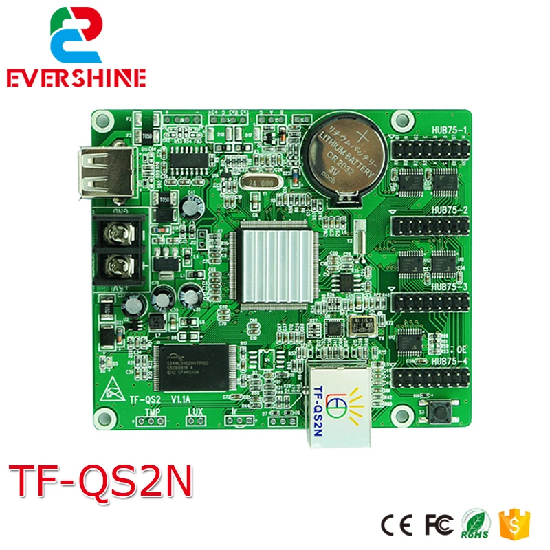 USB+Network Port LED big screen controller  256x128 pixels512x64 pixels with 4*HUB75 Full color led video control card TF-QS2N
