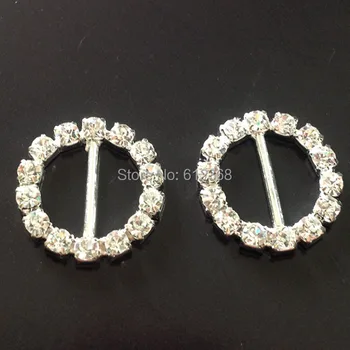 

Tangpan 50pcs 15mm Round Sparkle Crystal A Grade Rhinestone Ribbon Buckle Slider Wedding Decoration
