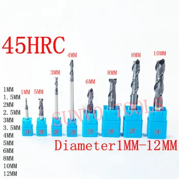 

CNC Milling Cutter 2F 4 Flutes Tungsten Carbide End Mill Set HRC50 Straight Shank CNC tool 1mm/2mm/3mm/4mm/5mm/6mm/8mm/10mm
