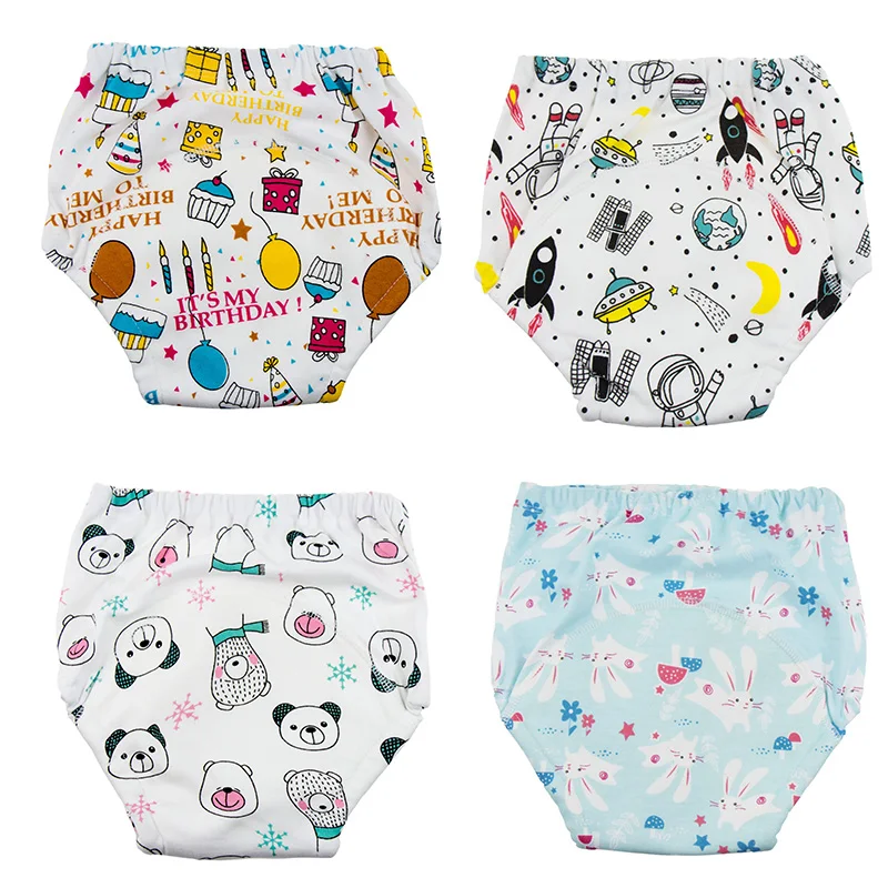 4 предмета; Многоразовые Моющиеся Водонепроницаемые спортивные штаны для малышей; хлопковые трусики для маленьких мальчиков и девочек