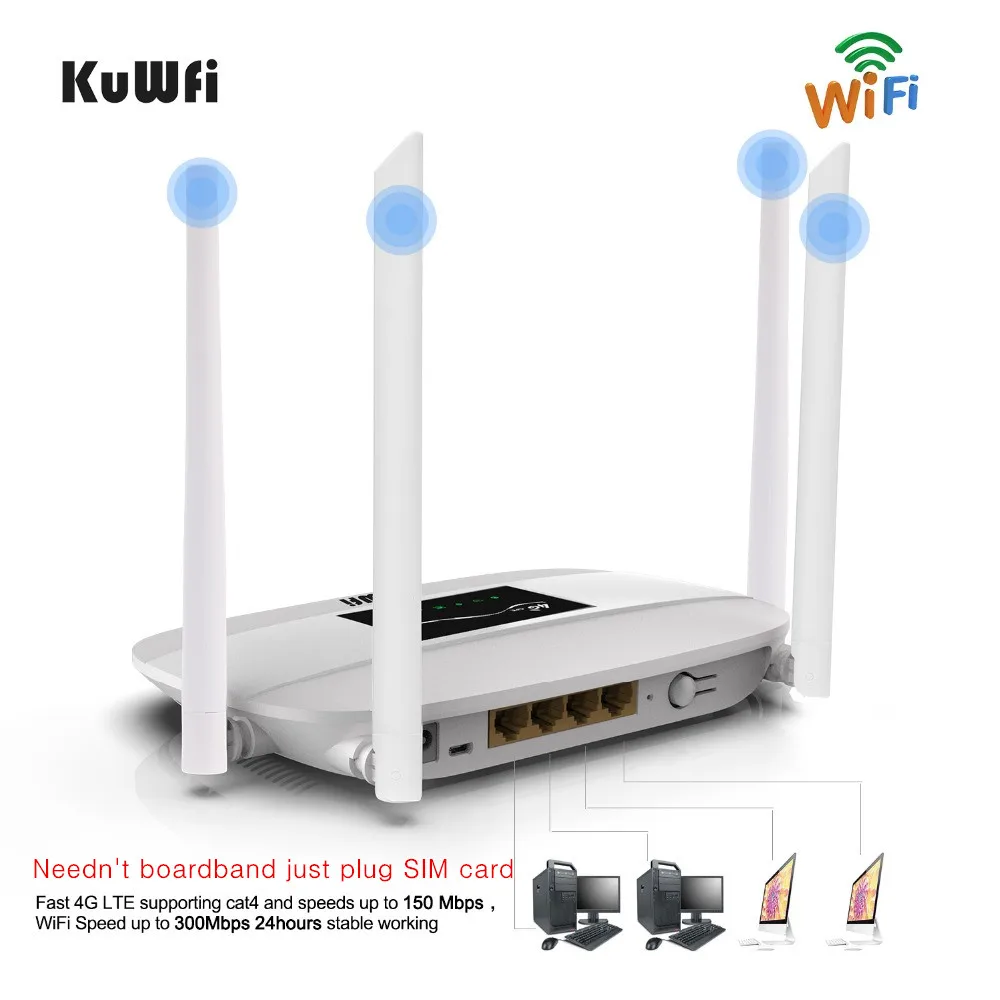 300Mbps desbloqueado 4G LTE CPE Router inalámbrico compatible con tarjeta SIM 4 Uds antena con puerto LAN compatible con hasta 32 usuarios Wifi - 2
