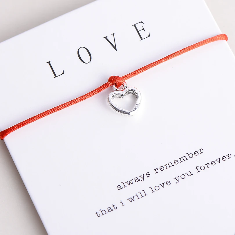 Pipitree счастливый красный браслет в форме сердца для женщин леди любовь Wish браслеты пара влюбленных ювелирные изделия День рождения свадебный подарок