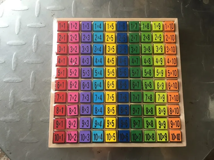 Educational Child Kids Wood Toy 99 Multiplication Table Math 10*10 Figure Blocks 