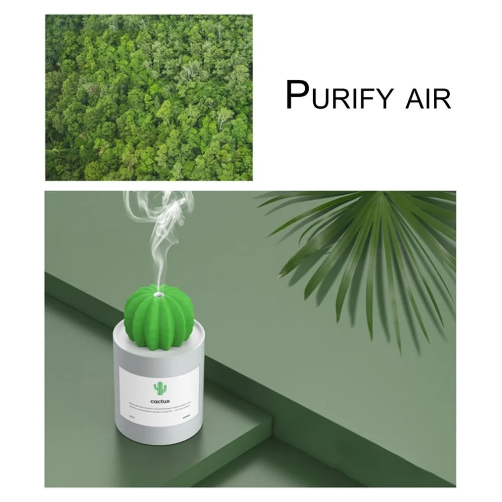 

New Fashion Home Car Mini Clever Cactus Air Humidifier Portable Quiet Air Moistener USB Charging Mist Maker Desktop Decoration