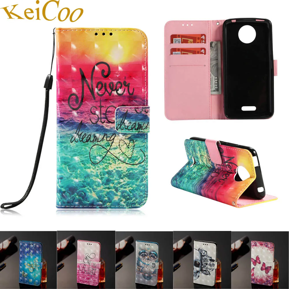 3D Book Flip Covers On For Motorola XT1757 XT1756 Moto C 2017 PU Leather Cases Dual SIM Wallet TPU Full Housing |