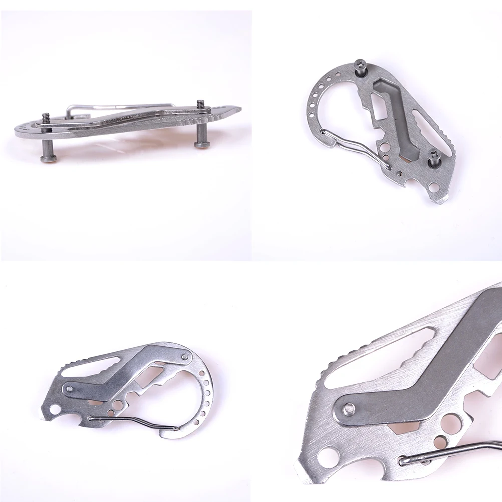 Multi Tools Key Holder Clip Wrench Quickdraw Carabiner Stainless With Bottle Opener Stainless Steel EDC Keychain