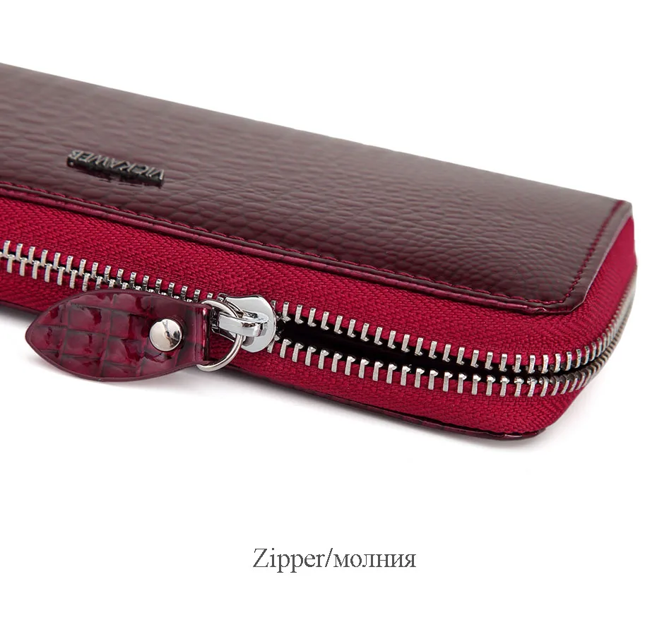 VICKAWEB Wristlet Wallet Purse Genuine Leather Wallet Female Long Zipper Women Wallets Card Holder Clutch Ladies Wallets AE38-017