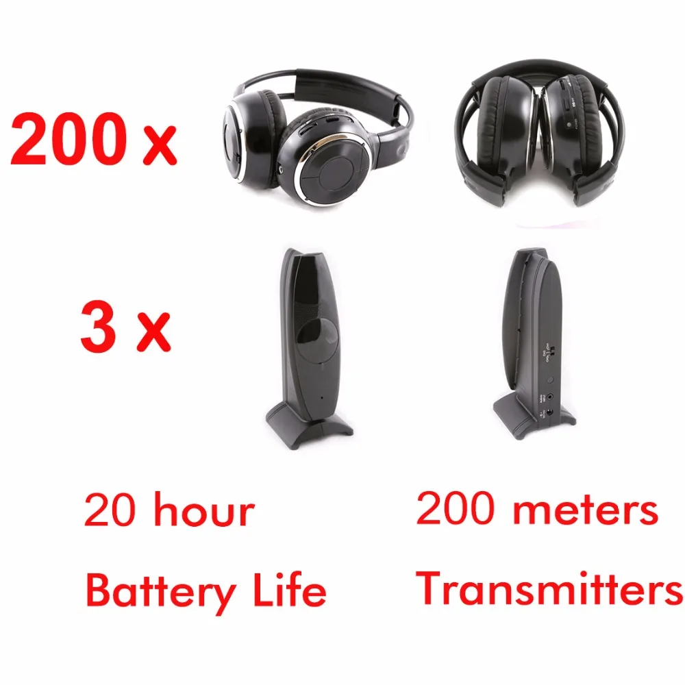  500m Foldable silent disco wireless headphone and RF silent disco headset - 200pcs packed with 3 tr