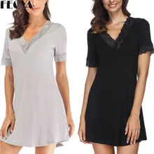 Сон лаунж-Пижама, одежда для сна, Для женщин Летняя Пижама короткий рукав рубашки ночные пижамы больших Размеры более Размеры d ночная рубашка