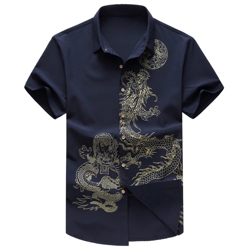 

Summer New Men's Shirt Male Fashion Leisure Pattern Printing Short Sleeve Shirt Chinese Wind Male Clothing Plus Size 6XL 7XL