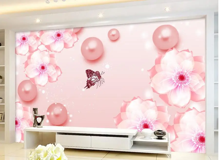 3d Name Wallpapers Home Decoration Pearl Butterfly Flower Tv Backdrop  Bathroom 3d Wallpaper - Wallpapers - AliExpress