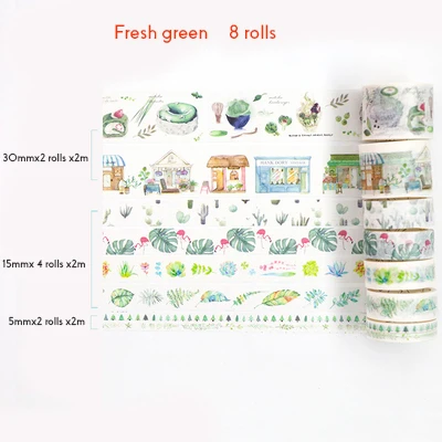 Fresh green 10 рулонов/8 рулонов Васи маскирующая лента Набор океанская бумага со звездами Маскировочные ленты японский васи лента Diy Скрапбукинг наклейка для альбома - Цвет: Fresh green
