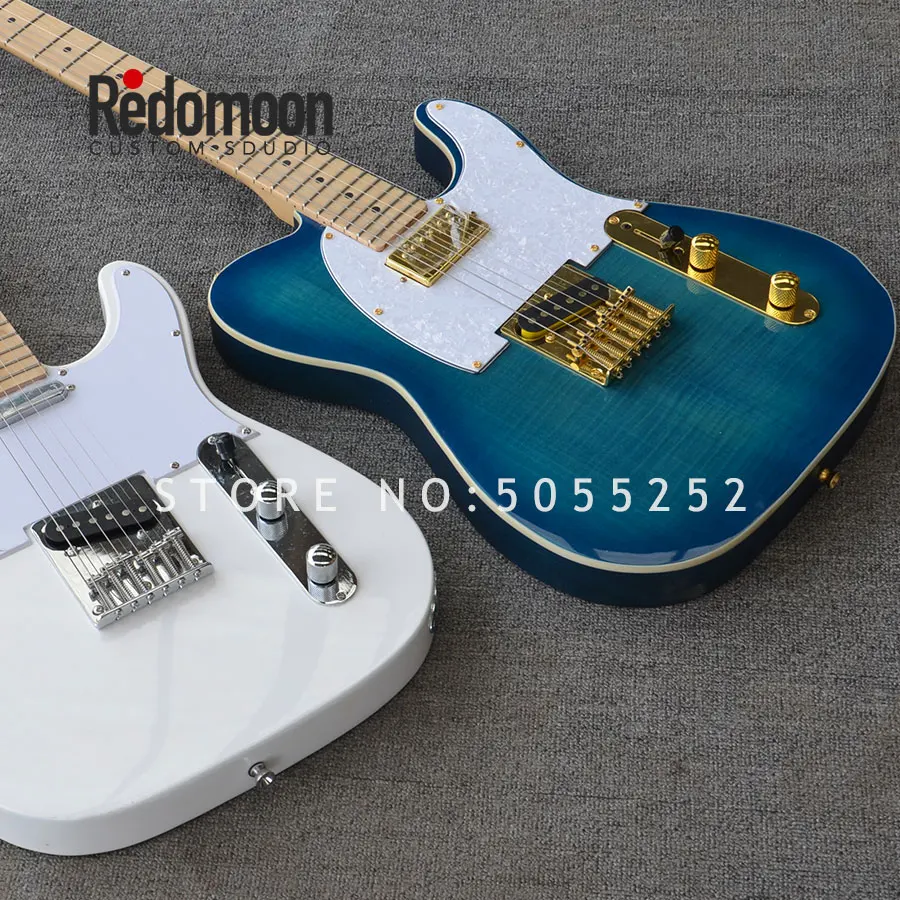 Завод на заказ Tele электрогитара с золотыми hardwares клен Топ золы тела музыкальный